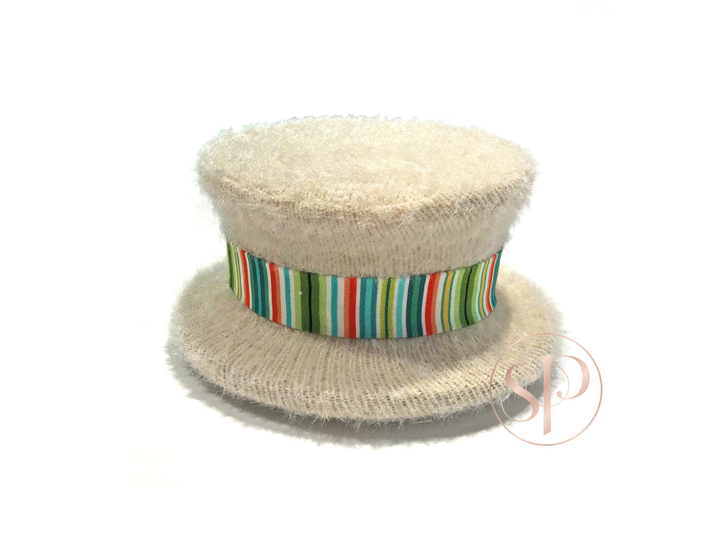 Boater Hat with Striped Trim