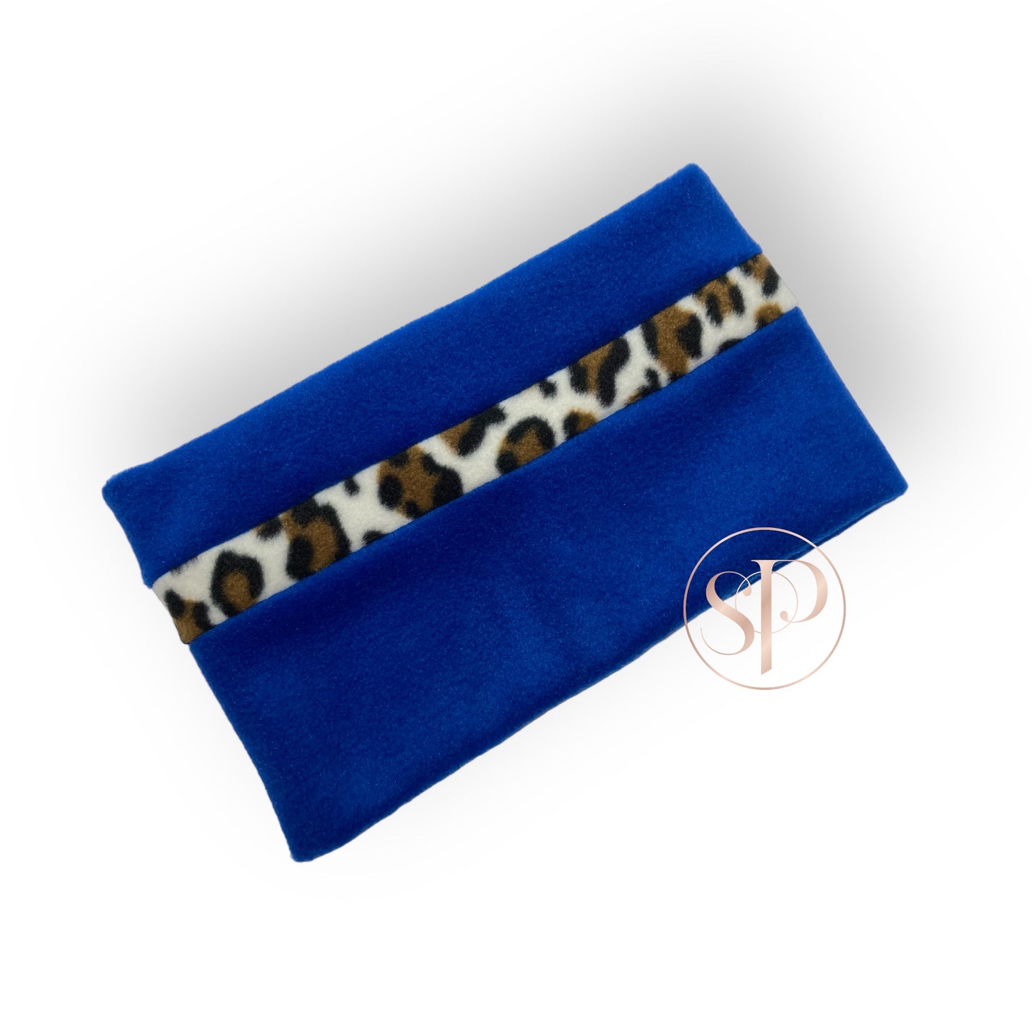 Royal Blue & Leopard Print Fleece Snood
