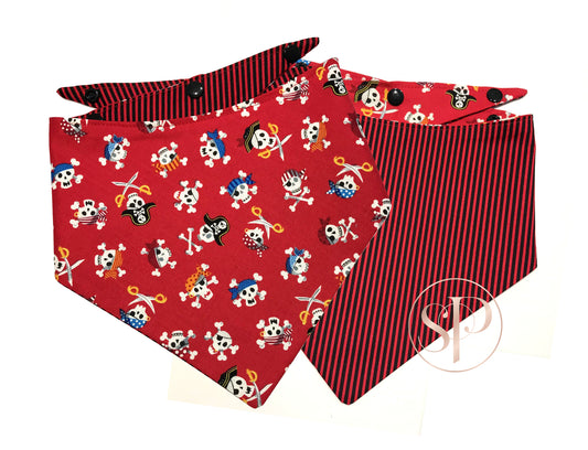 A Pirates Life For Me Red Reversible Bandana
