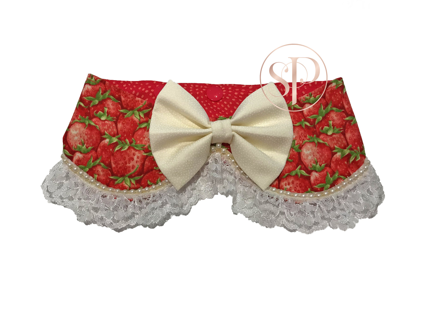 Strawberries & Cream Fancy Dog Collar Bandana