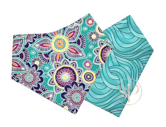 Bollywoof in Turquoise & Ripples Reversible Bandana