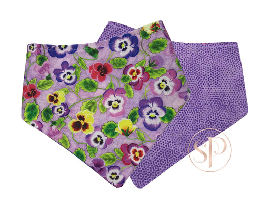 Purple Pansies & Orchid Freckles Reversible Bandana