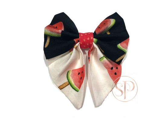 Watermelon Sugar Black & White Dog Sailor Bow