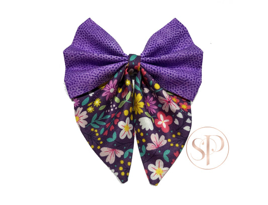 Freckles in Orchid & Spring Floral Sailor Bow