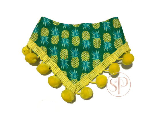 Pineapples in Green Reversible Dog Bandana