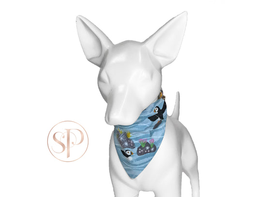 Puffin Awesome on The Water Slide-on Dog Bandana