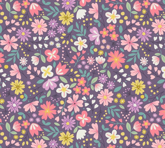Lewis & Irene - Spring Treats - A592.3 - Spring Floral on Dark Violet