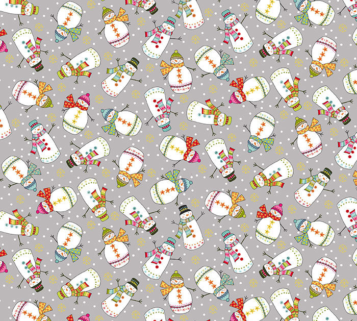 Makower - Santa Express - Grey Snowman - 2386 Fabric