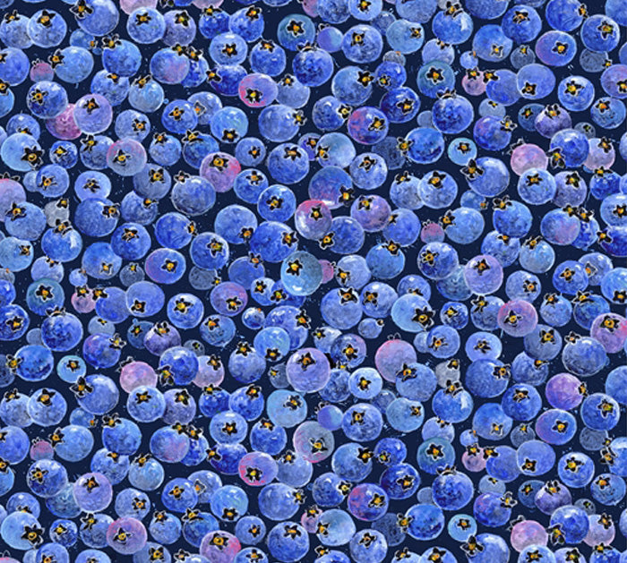 P & B Textiles - Bountiful Blueberries - BBLU 4514 MU Fabric