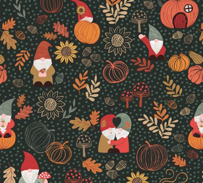 Lewis & Irene - Snuggle Season - A680.3 - Autumn Gnomes Fabric