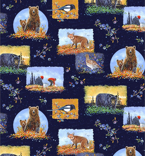 P & B Textiles - Bountiful Blueberries - BBLU 4513 MU Fabric
