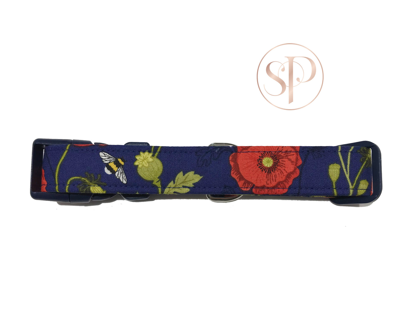 Bees & Poppies Dog Collar