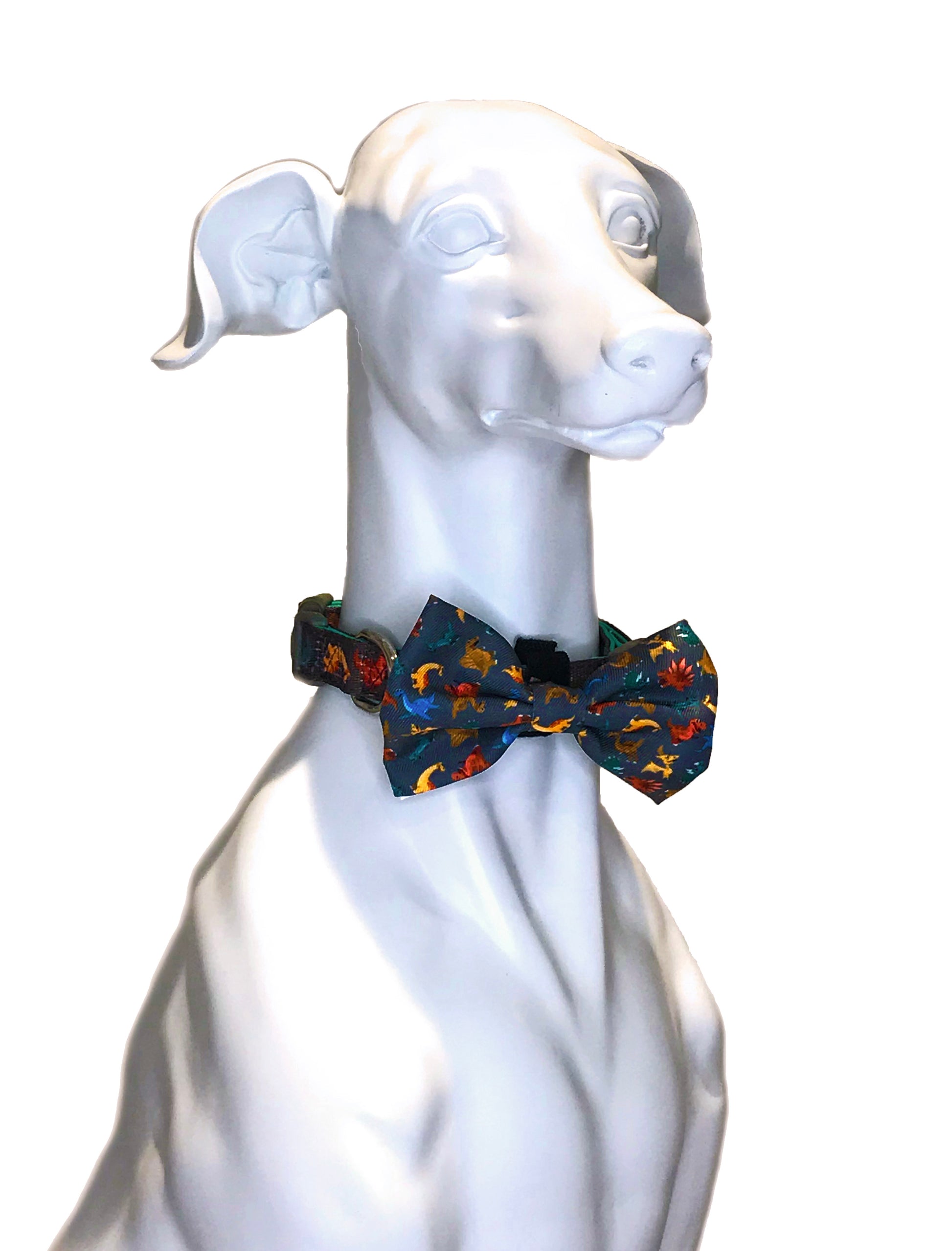 Rex dinosaur dog collar and bow tie