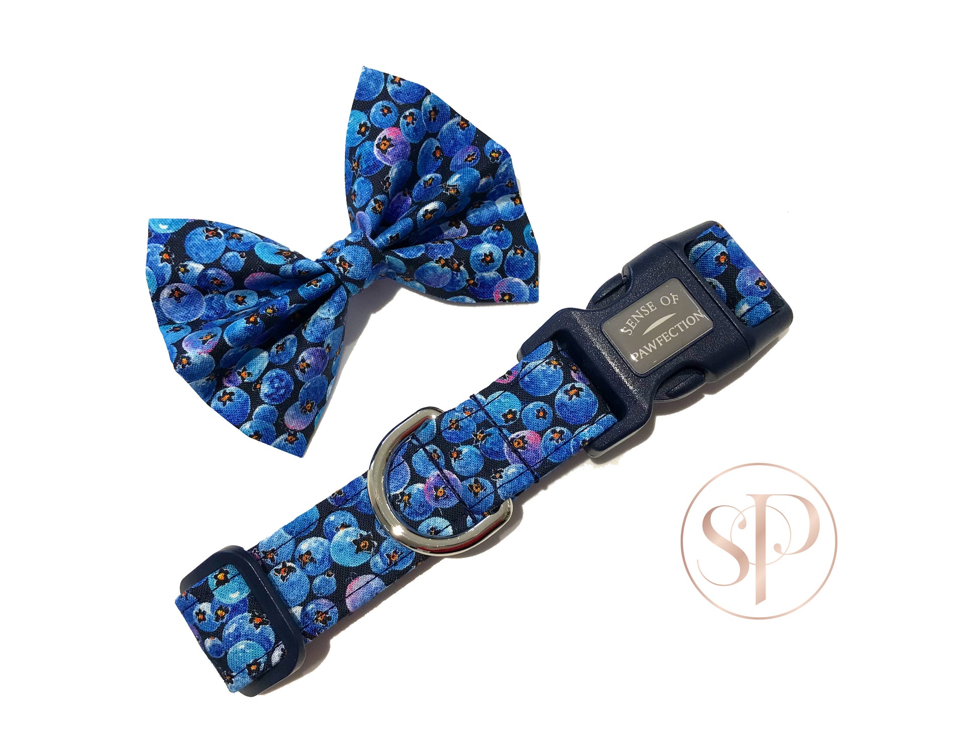 Blueberry Dog Collar and Bow Tie