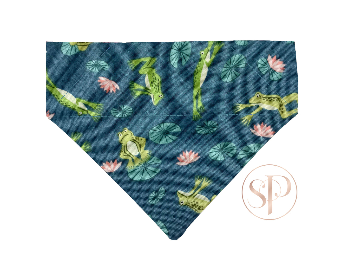 Leaping Lillies Frogs Slide-on Dog Bandana