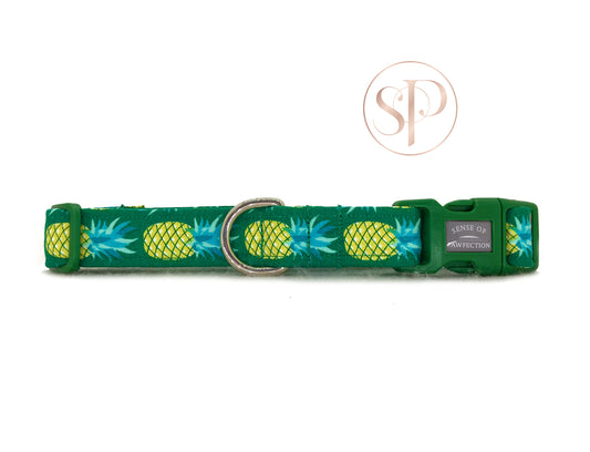 Pineapples in Green Dog Collar
