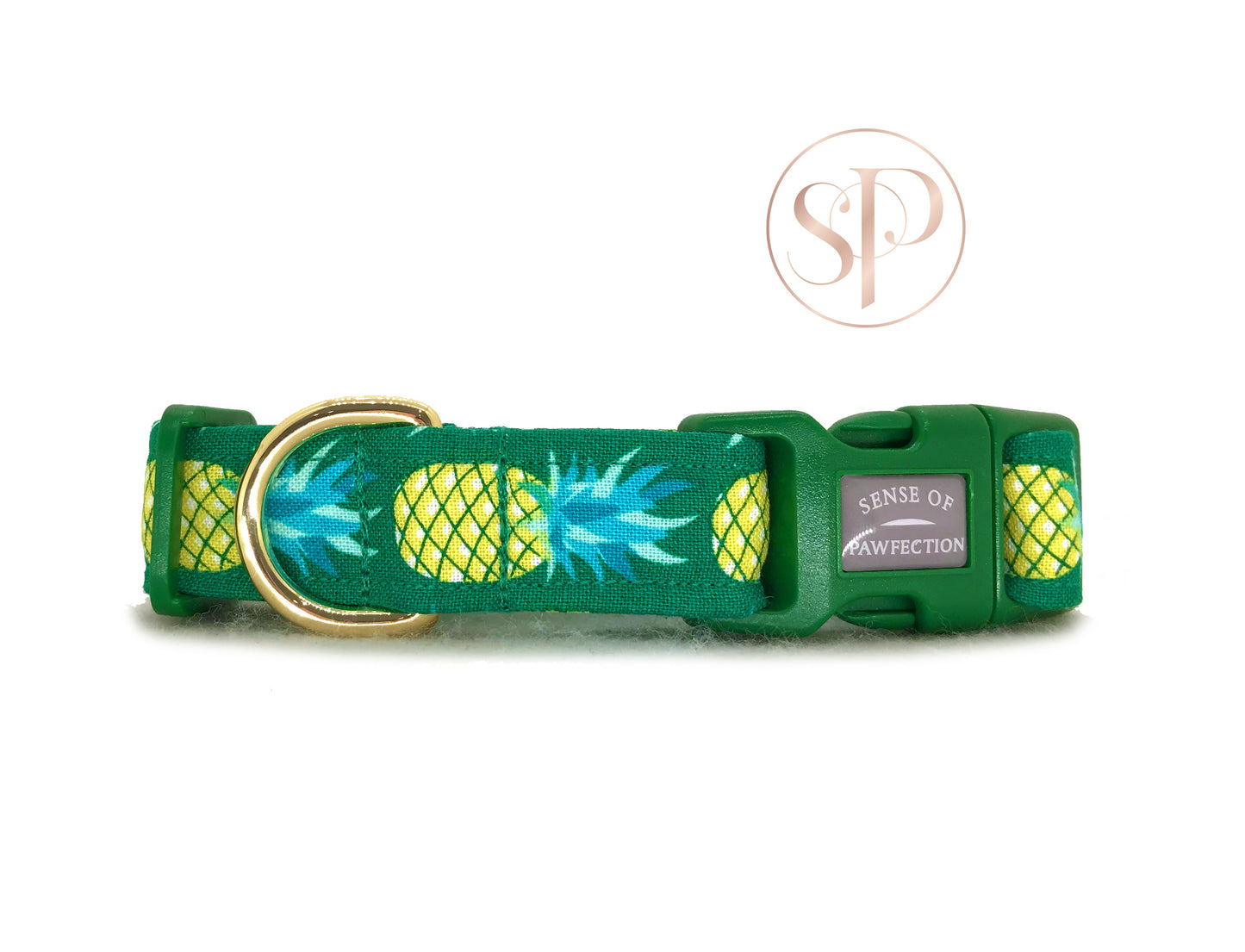 Pineapples in Green Dog Collar