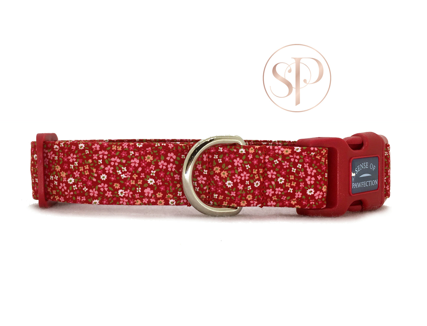 Sofia red floral Dog Collar