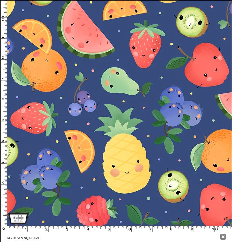 Michael Miller - A Bushel and a Peck - DDC10049 NAVY - My Main Squeeze Fabric
