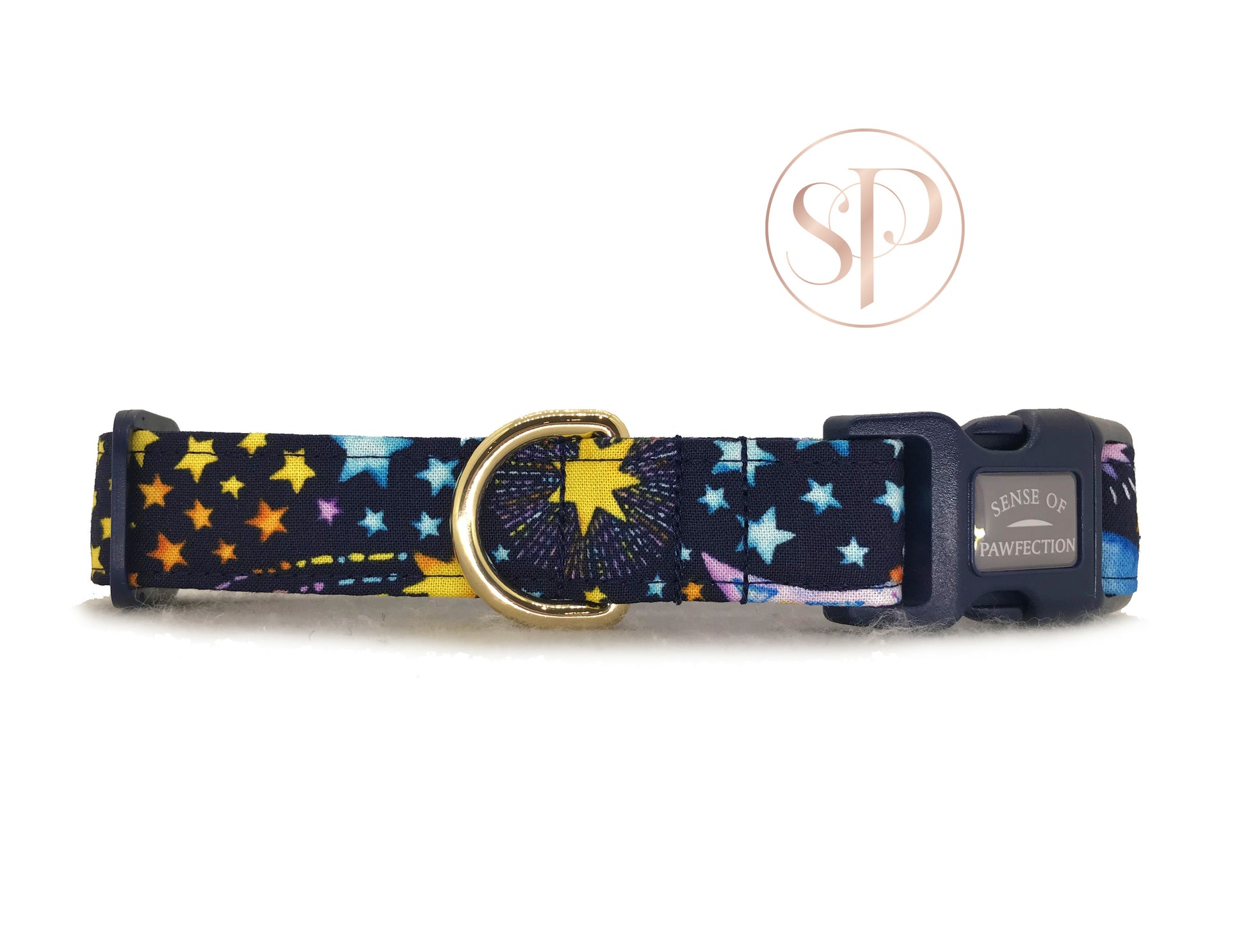 Luna Dog Collar with gold d-ring