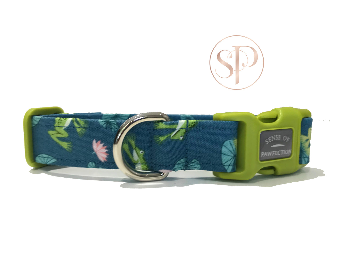 Leaping Lillies Frogs Dog Collar