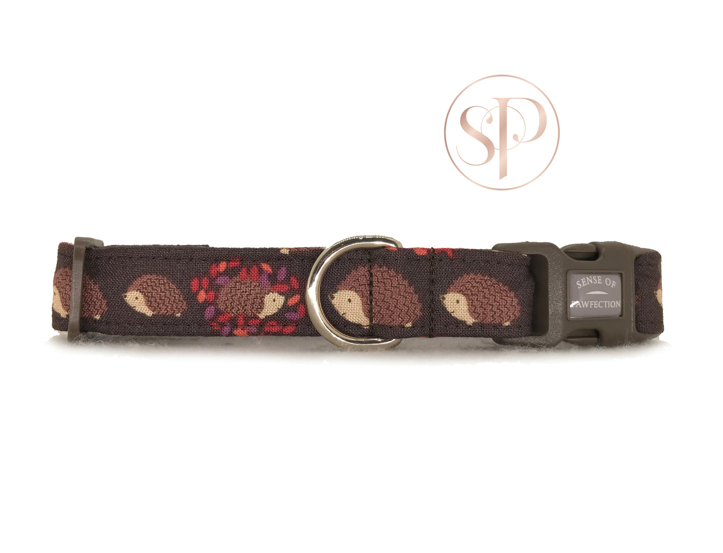 Hedgehogs in Leaves Dog Collar