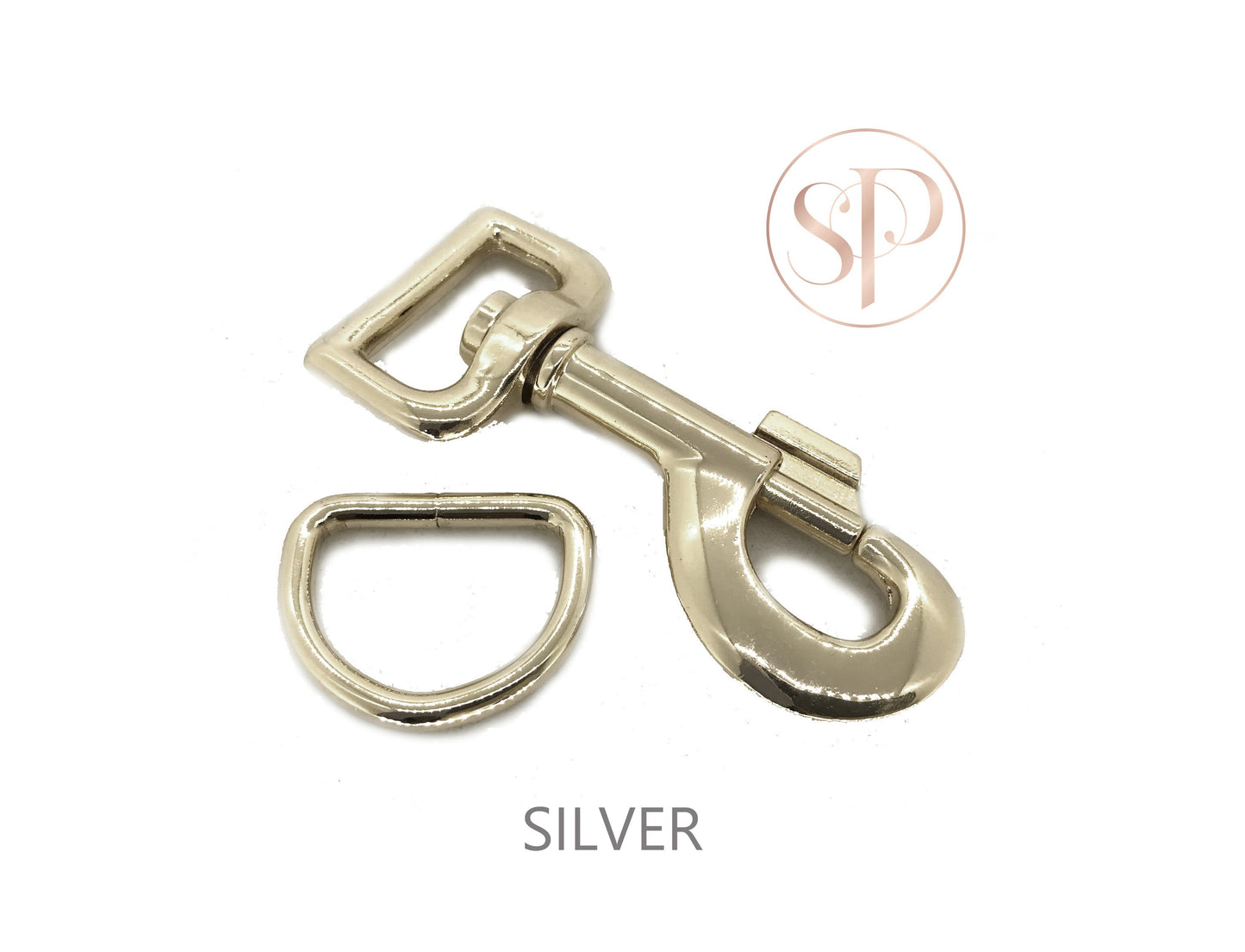 Silver lead clasp and d-ring
