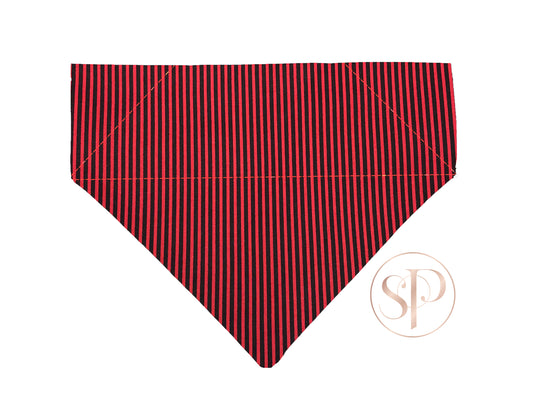 A Pirates Life For Me Slide-on Dog Bandana in Red Stripes