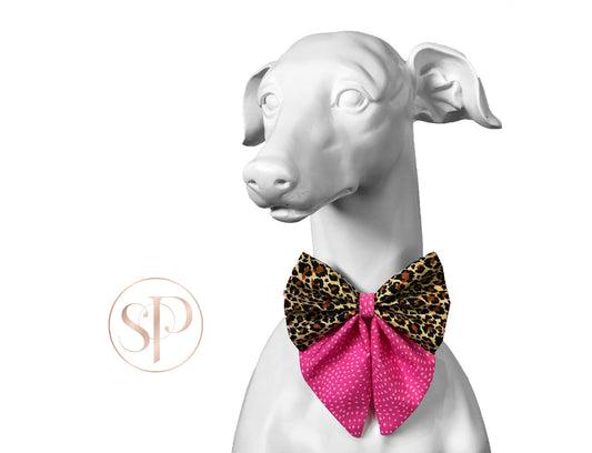 Leopard Print & Bubblegum Pippin Dog Sailor Bow