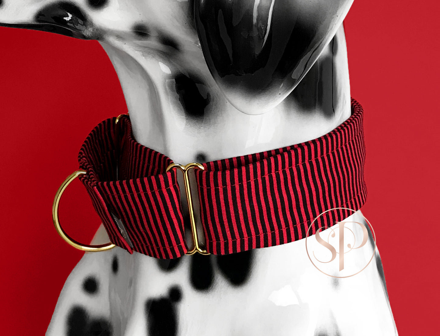A Pirates Life For Me Martingale Dog Collar in Red Stripes
