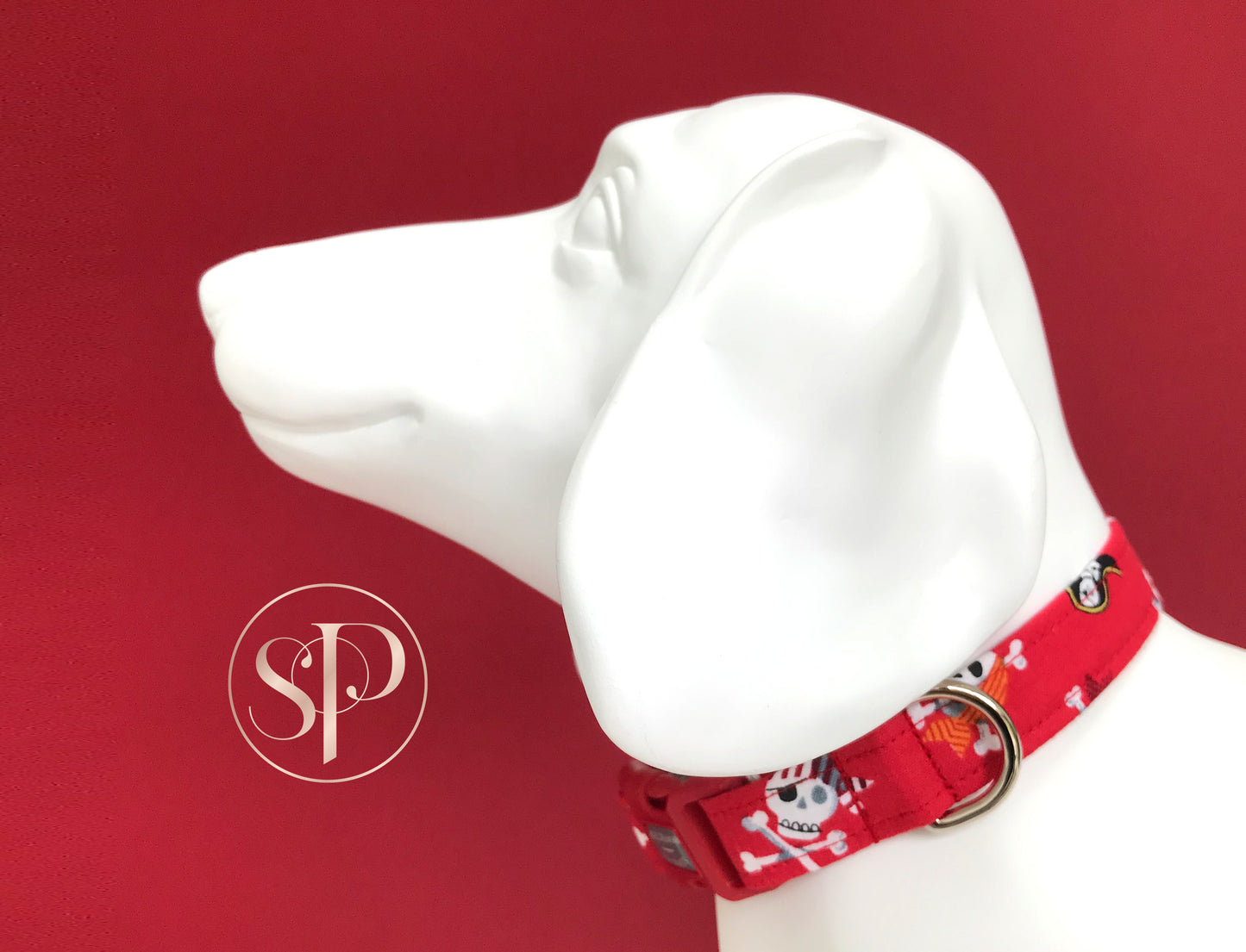 A Pirates Life For Me Dog Collar in Red