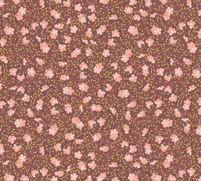 Lewis & Irene - Hannah's Flowers - A617.3 Ditzy Floral on Chocolate