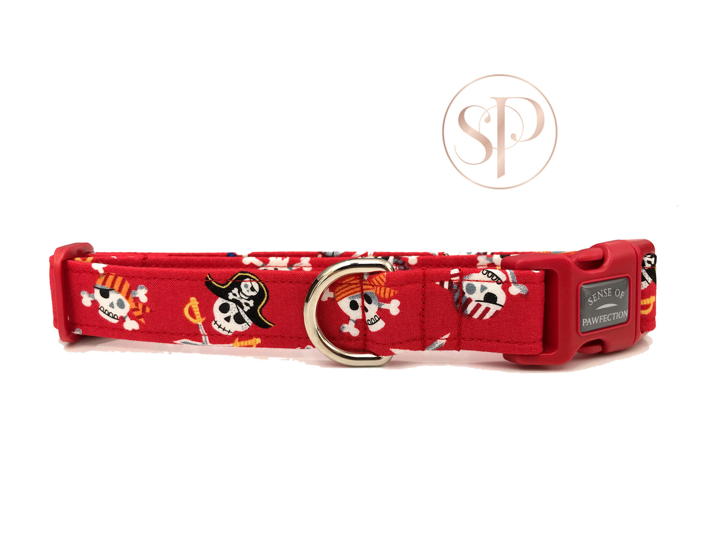 A Pirates Life For Me Dog Collar in Red