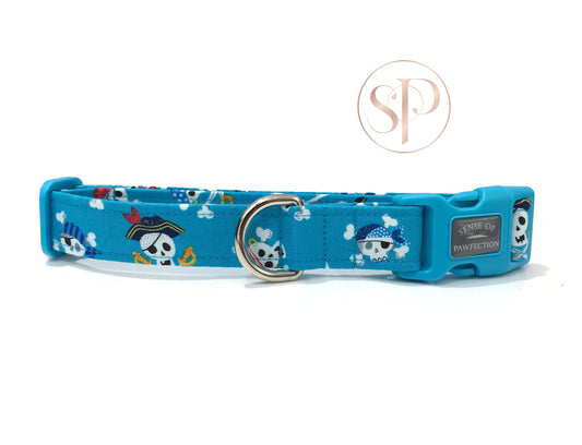 A Pirates Life For Me Dog Collar in Blue