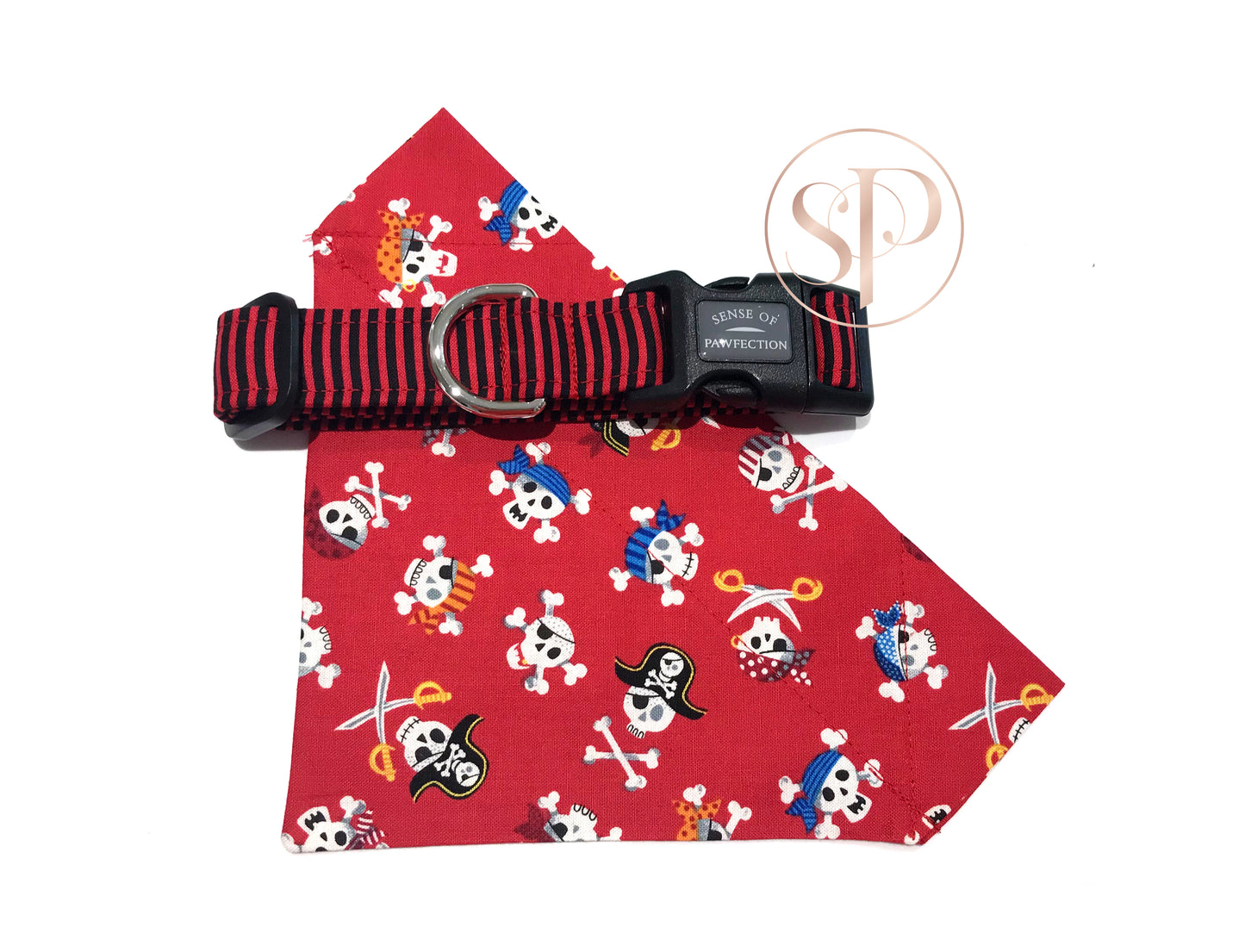 A Pirates Life For Me Slide-on Dog Bandana in Red